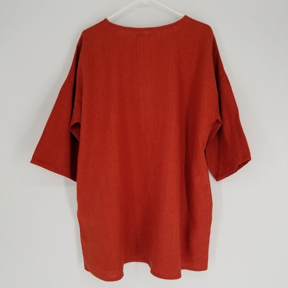 NWT Gudrun Sjoden Linen Subtle Pinstripe Button-Down Tunic / Shacket, Lagenlook - Picture 7 of 9